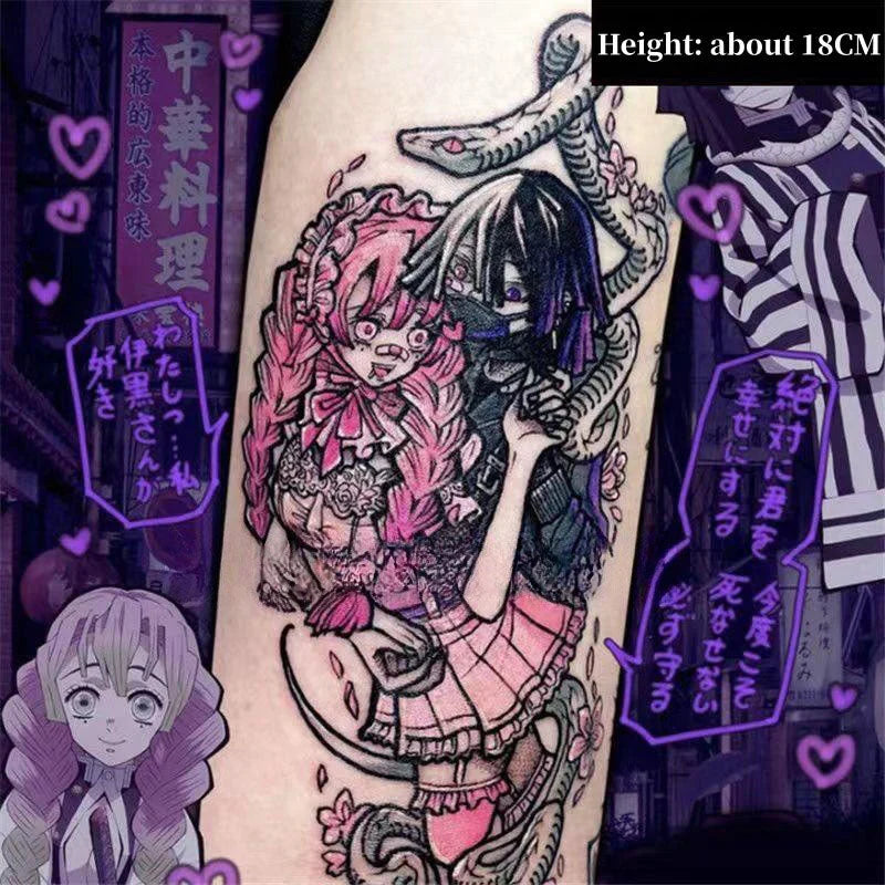 Tanjirou/Nezuko/Zenitsu/Inosuke stick a thigh waterproof flower arm tattoo tattoo paste