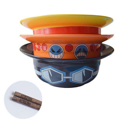 Luffy/Ace/Sabo role logo lovely cartoon interesting straw hat bowl