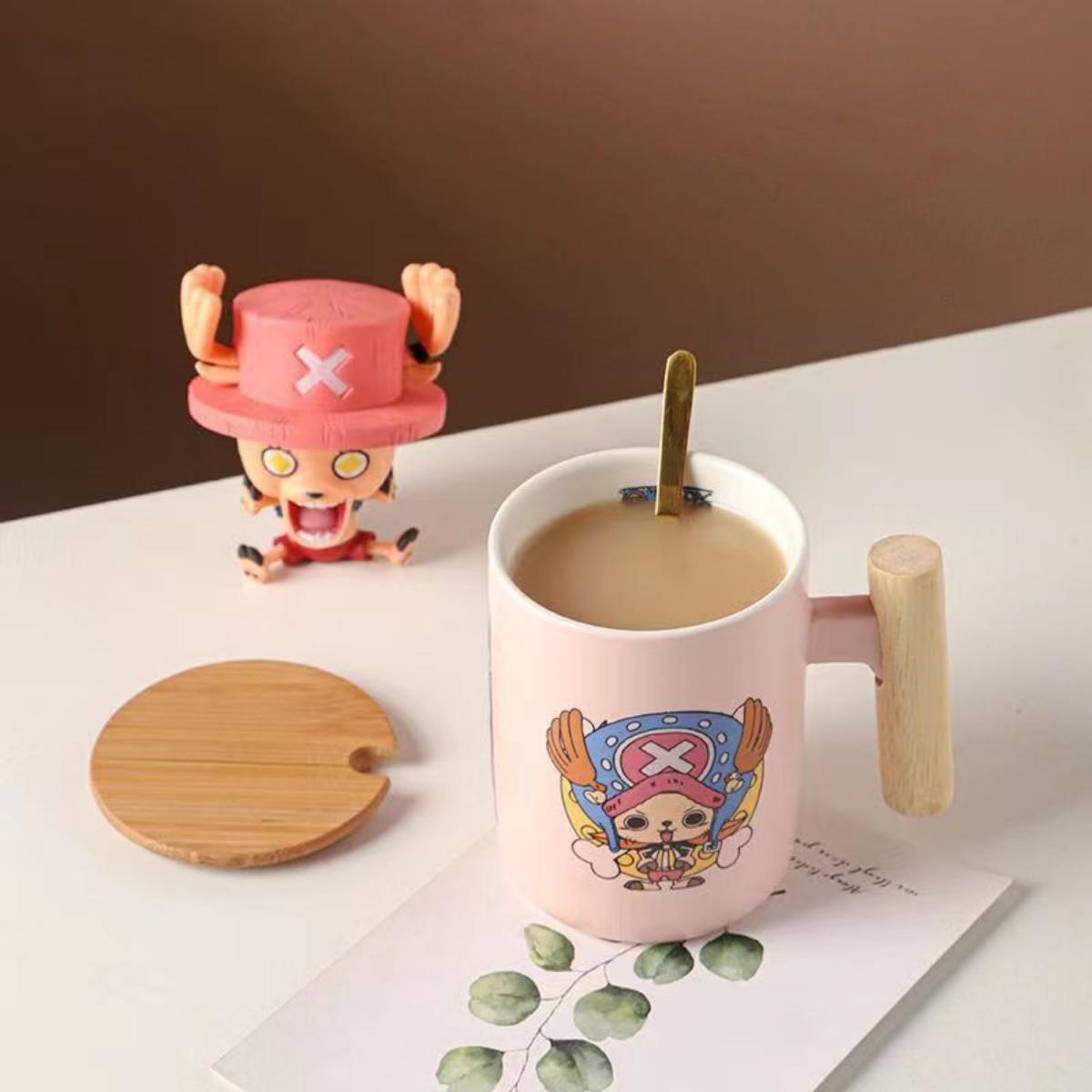 Luffy/Chopper/Zoro/Sanji Mug Gift Box Set Ceramic mug with lid Spoon