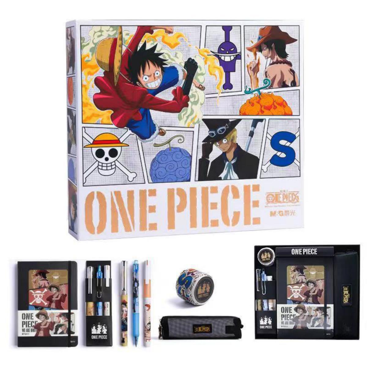 Luffy Straw Hat Pirate Stationery Set Gift Box Pen press neutral pen book sticker