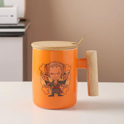 Luffy/Chopper/Zoro/Sanji Mug Gift Box Set Ceramic mug with lid Spoon