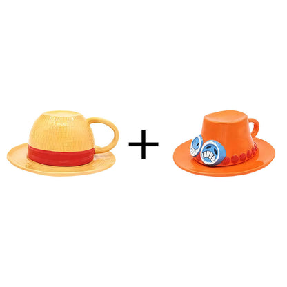 Luffy/Ace/Sabo Hat Shape Heat Resistant and Durable Ceramic Mugs